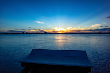 Fototapeta premium Sunset in the evening at Thakhek province of Laos. Beside Mekong river