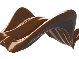 Shiny chocolate liquid splash on white background
