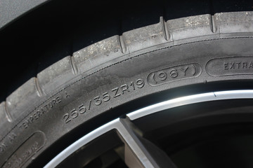 Close-up of sports car tyre