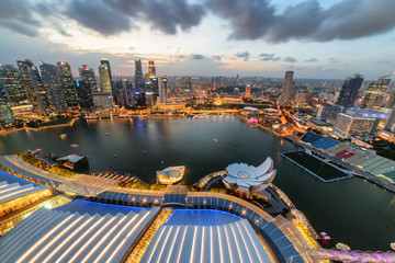 Fototapeta na wymiar Fabulous aerial view of Marina Bay and skyscrapers, Singapore