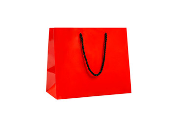 Red shopping bag isolated on white background