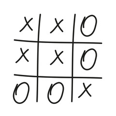 Drawing of a tick tack toe game, vector illustration