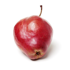 Red pear on white background