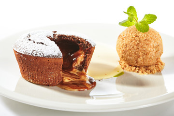 Whole Hot Chocolate Fondant with Ice Cream Ball