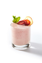 Fresh Homemade Strawberry Yogurt Smoothie Isolated on White