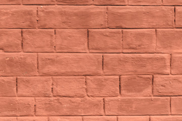 Obraz premium Empty Old Red color brick wall. Painted Wall Surface. Grunge Red Stonewall texture background. Abstract Web Banner Design Element. Copy Space.