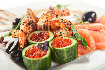 Fish platter with pink salmon