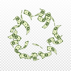 Indian rupee notes falling. Floating INR bills on 