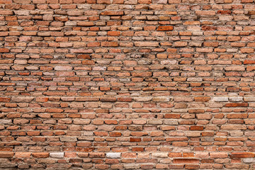 Texture of old Orange brick wall large background