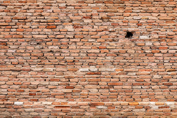 Texture of old Orange brick wall large background