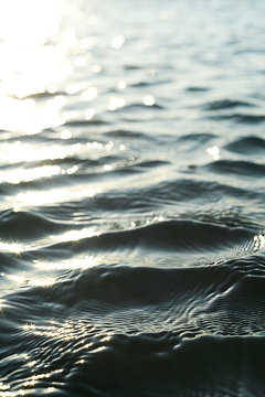 Sea Waves Close-up. Ripple Water. Black Water