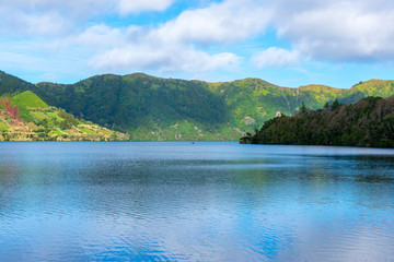 Fototapeta na wymiar Typical landscape of the Sete Cidades area, Azores