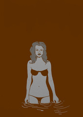Vintage girl in the waters