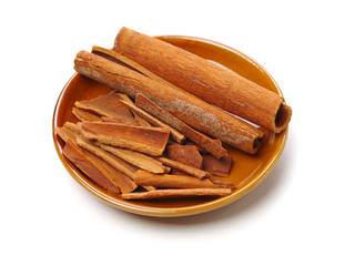 Cinnamon on a white background