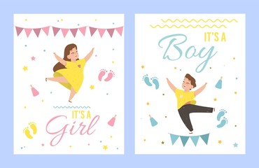 It's a Girl and It's a Boy Baby Shower Cards.