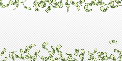 Indian rupee notes falling. Floating INR bills on 