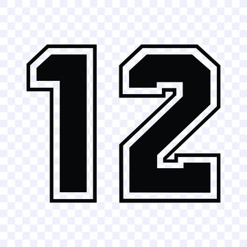 sport number 12 shape vector isolated