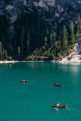 vacation on the lake by boat in the middle of nature