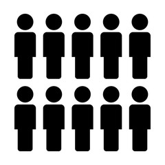 People icon vector male group of persons symbol avatar for business management team in flat color glyph pictogram illustration