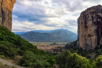 Fototapeta na wymiar View from mountains to city in Greece