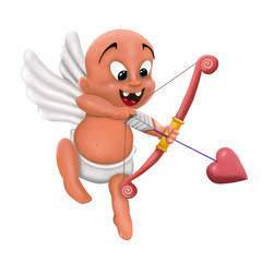 cartoon cute angel Cupid on white background, illustration