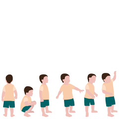 set of silhouettes of children in a flat style, boy