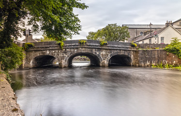 Fototapeta na wymiar Westport Bridge over the Carrowbeg River in Ireland