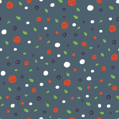 Pizza ingredient vector seamless pattern with mozzarella basil cherry olive on dark background. Sliced vegetable background flat style. Endless backdrop for pizzeria menu. Food texture for wrapping