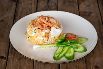 seafood fried rice traditional thai food.