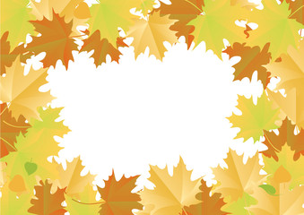 Autumn frame with maple leaves vector. Autumn leaves border. Autumn vector illustration. Autumn falling leaves vector. Colorful falling leaves illustration. Frame of maple leaves on a white background