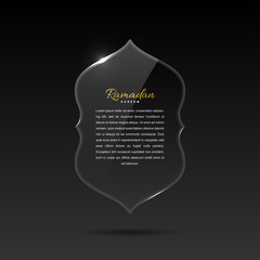 Glass banner in arabic style with place for text, reflection and highlights. Vector eps 10.