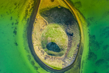 Myvatn Lake landscape at North Iceland. Wiew from above