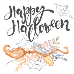 Halloween watercolor greeting card 
