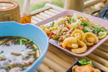 papaya salad and thai food
