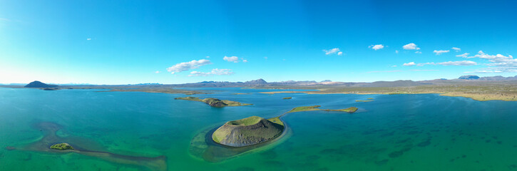 Panoramic view of Lake Myvatn in Northern Iceland.Aerial view © Lukasz Janyst