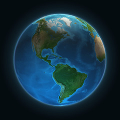 earth view on north and south america