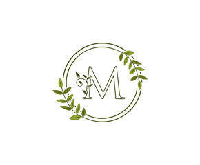 Circle nature letter K leaf icon logo design concept, floral logo K icon design.