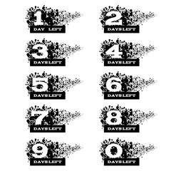 Obraz premium black grunge day left number set design on a white bg eps 10 vector