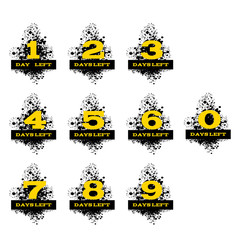 black yellow grunge day left number set  design on a white bg eps 10 vector