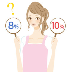 主婦　妻　家計簿　税金について質問する女性　ママ