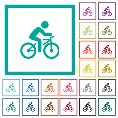 Bicycle with rider flat color icons with quadrant frames