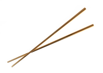Gold Chopsticks isolated on white background