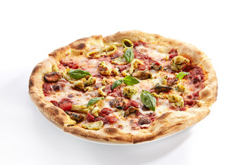 Seafood pizza closeup