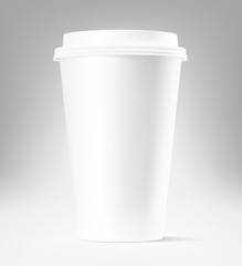 Realistic blank paper cup mockup. Coffee to go, take out mug. Vector illustration. EPS10.	