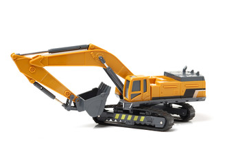 Toy digger on white background