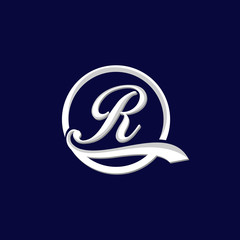 Letter R Typography Luxury Circle Icon Logo Design Template Element Vector Illustration