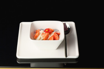 Bowl with healthy breakfast, food close-up