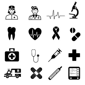 Medical Icons. sign in flat design medicine, pharmacology, oncology, blood count, medical ethics with elements for mobile concepts and web app. Collection modern infographic logo or pictogram.