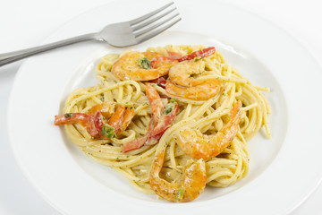 spaghetti aux crevettes 