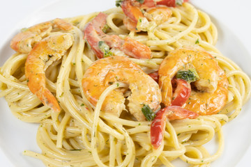 spaghetti aux crevettes 